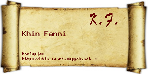 Khin Fanni névjegykártya